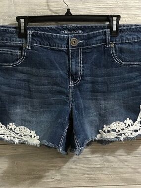 Maurices Denim Shorts with White Crochet Trim